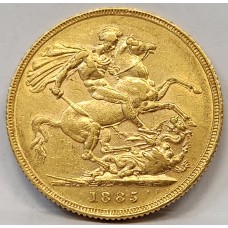 AUSTRALIA 1885 . ONE 1 SOVEREIGN . SYDNEY . GOLD